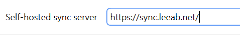 Anki's Self-hosted sync server field filled in with https://sync.leeab.net/